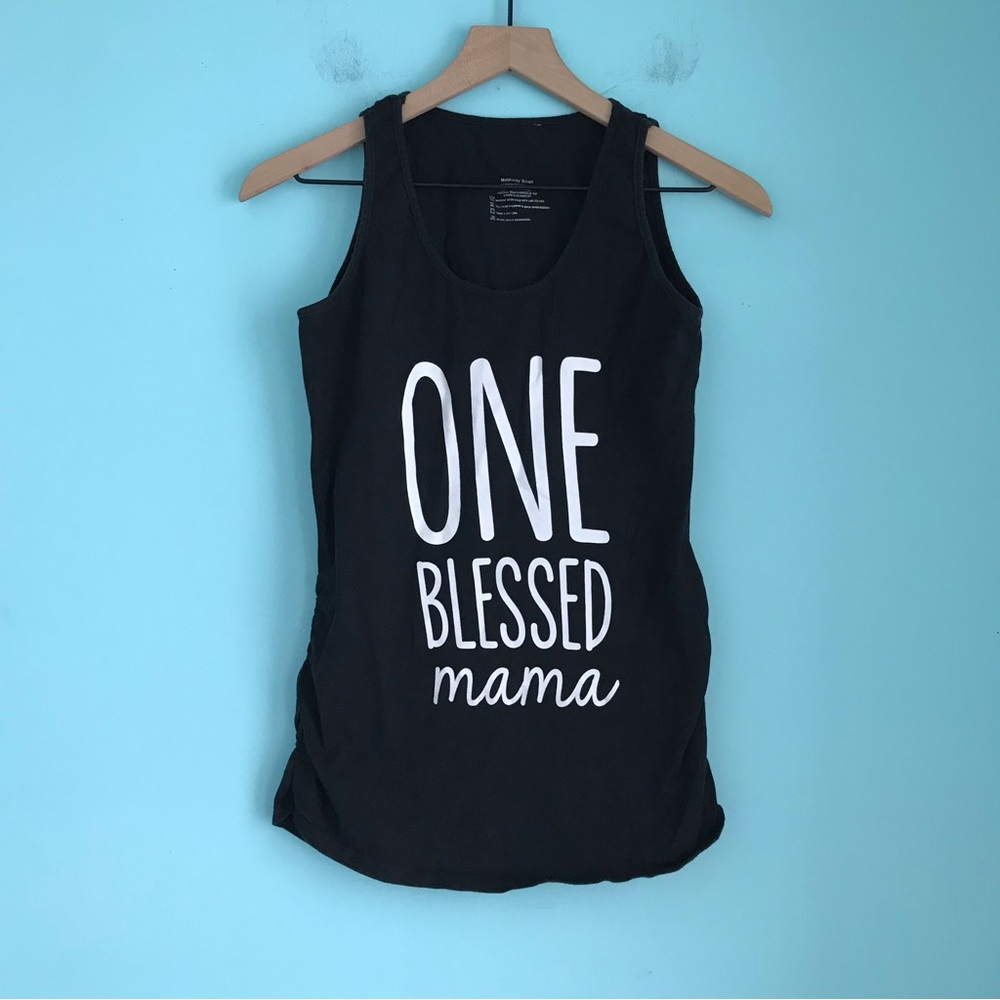 BumpStart Ruched Maternity T-Shirt One Blessed Mama Graphic Tank S Set